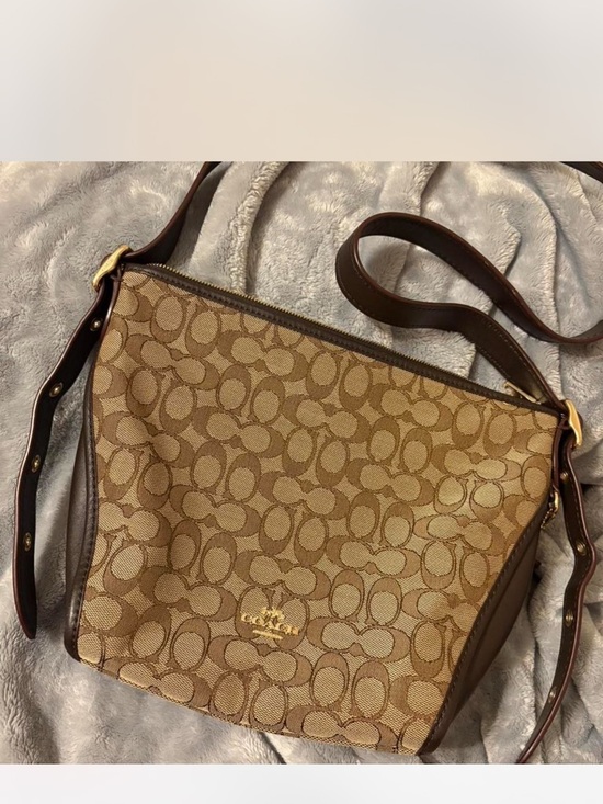 Coach Brown Signature Canvas Crossbody with Dark Leather Trim - Picture 11 of 16